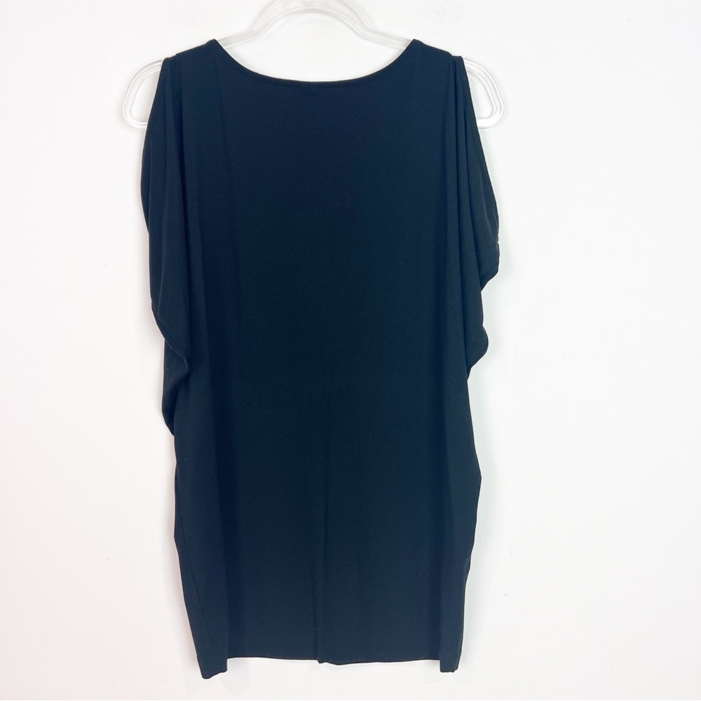 MICHAEL STARS BLACK COLD SHOULDER DRAPE V-NECK DRESS WOMENS SZ XS